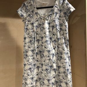 Johnny Was Blue/Cream lace up dress/tunic, S